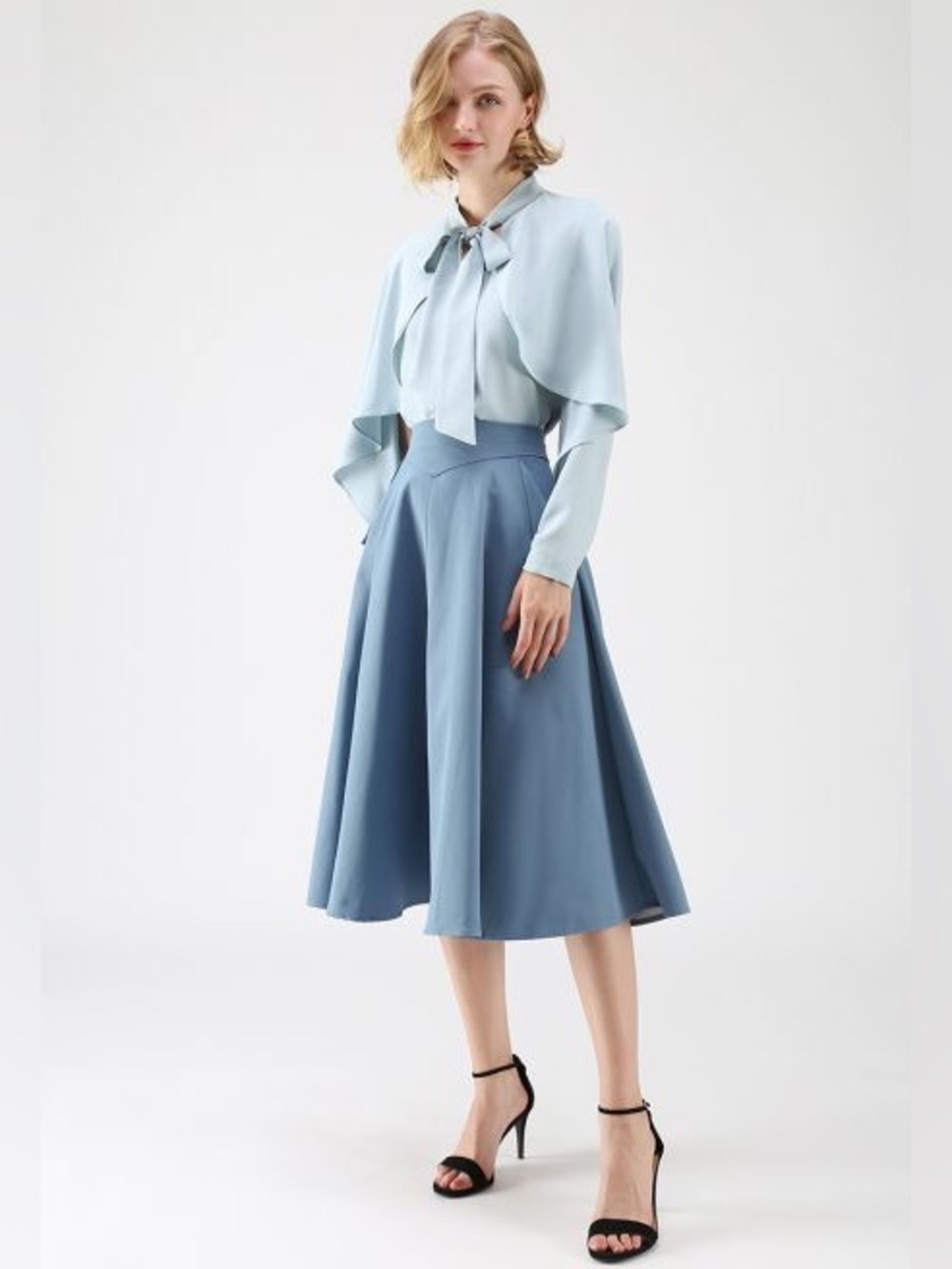 Chic Wish Blue Skirt pockets Harry Potter Veela retro midi skirt XL L 2XL